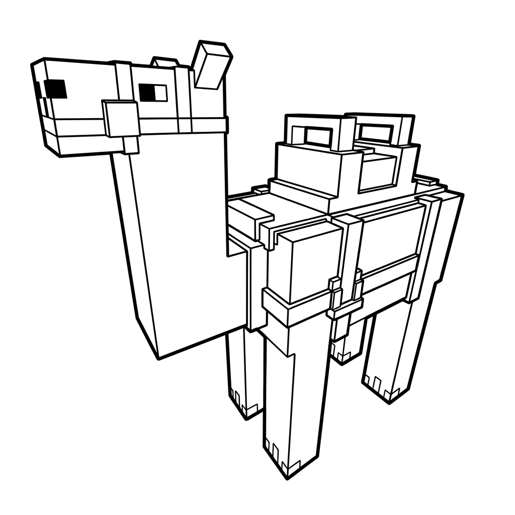 páginas para colorear gratis para adultos Saddled Camel Minecraft