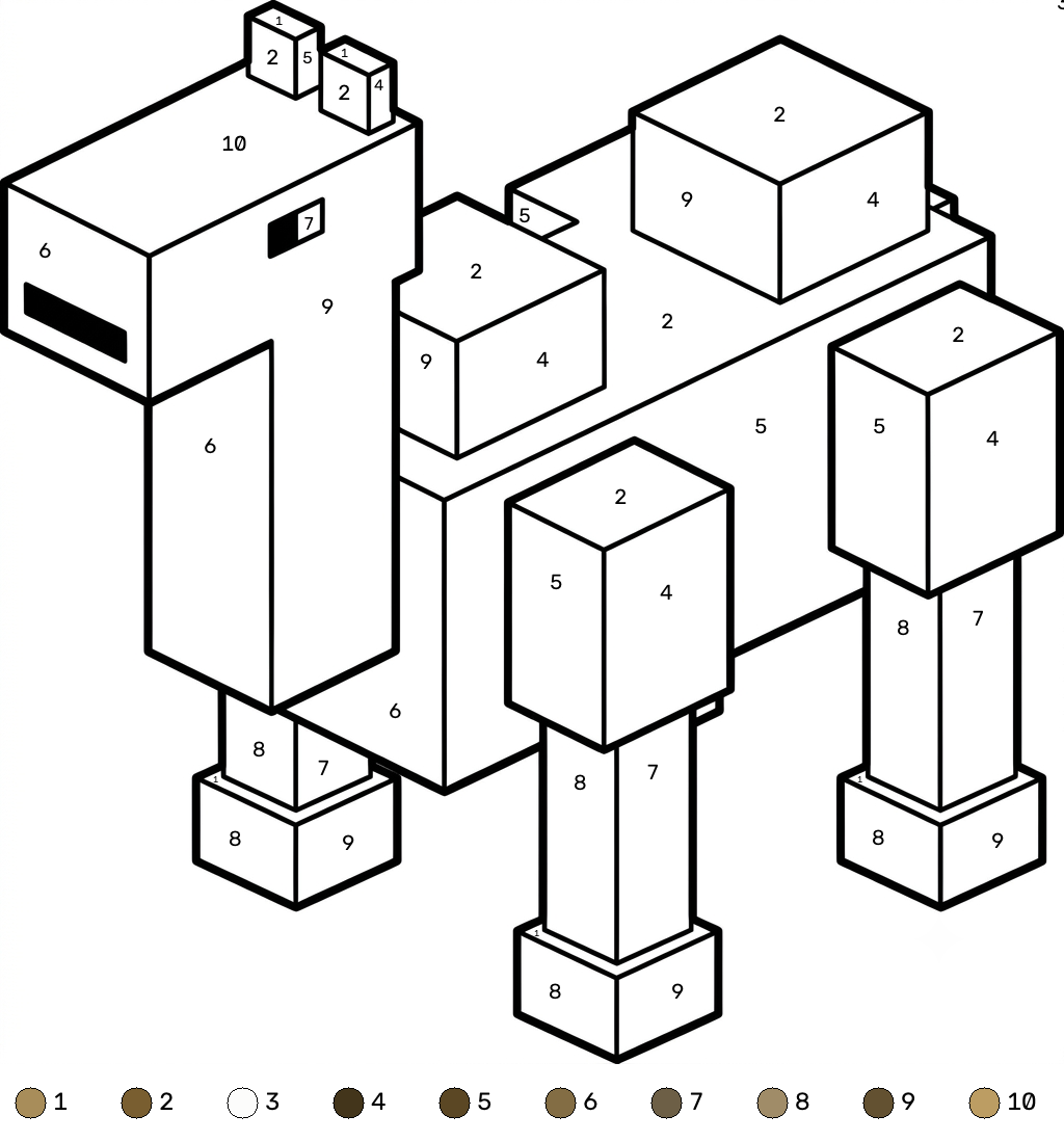 lindas páginas para colorear Saddled Camel Minecraft coloring by numbers