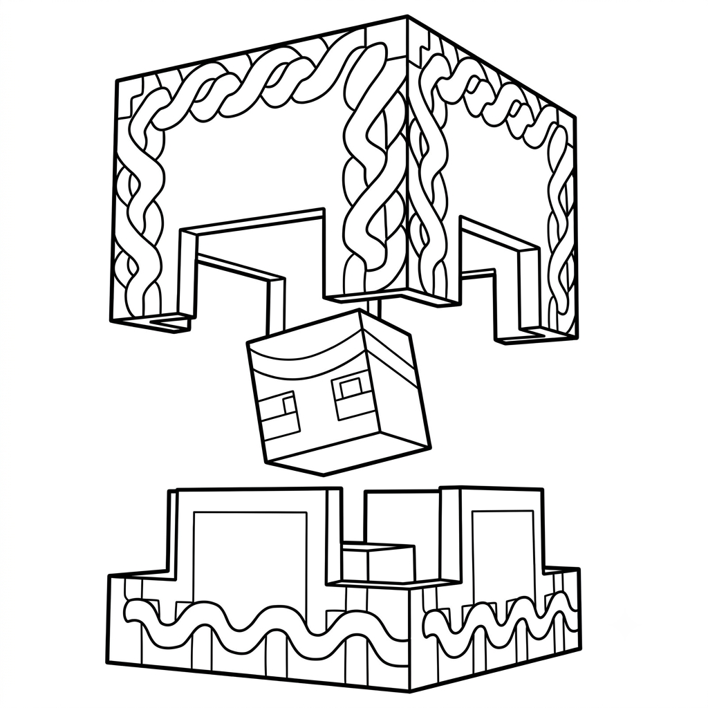 páginas para colorear kawaii lindas Shulker Minecraft