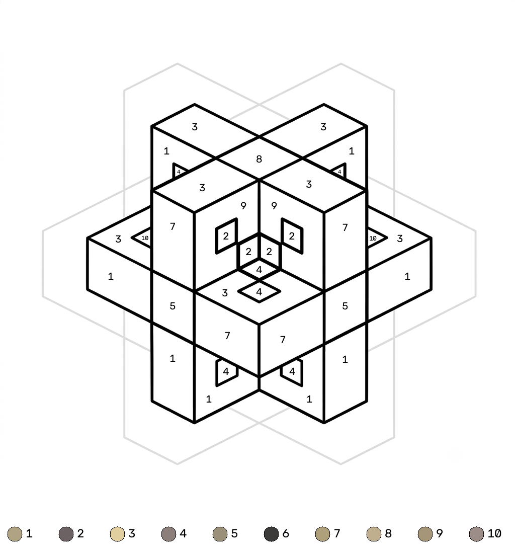 Shulker Minecraft coloring by numbers páginas para colorear para adultos fáciles