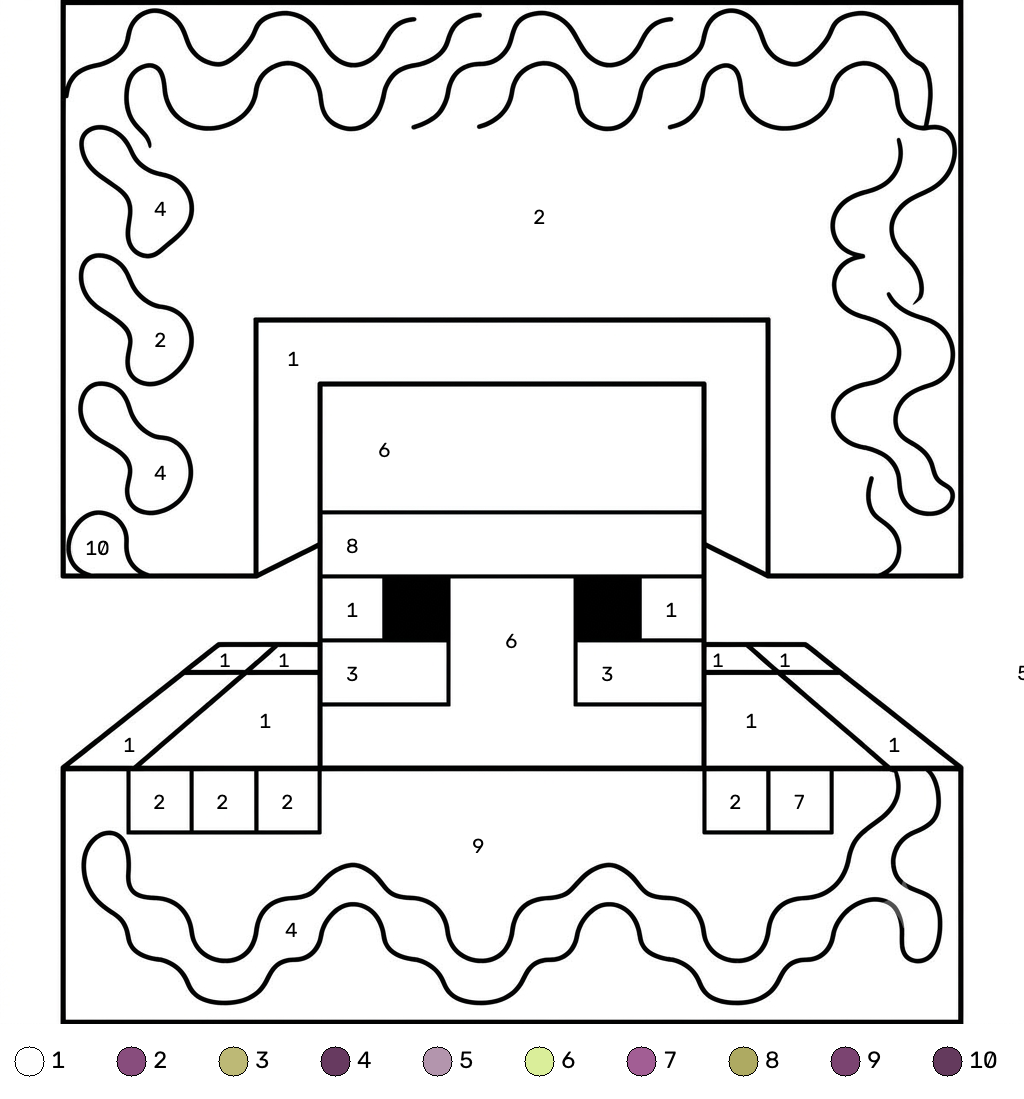 páginas para colorear gratis Shulker Minecraft coloring by numbers