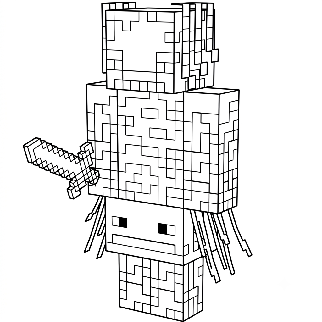 Strider Minecraft 4 Strider Minecraft páginas para colorear para adultos fáciles