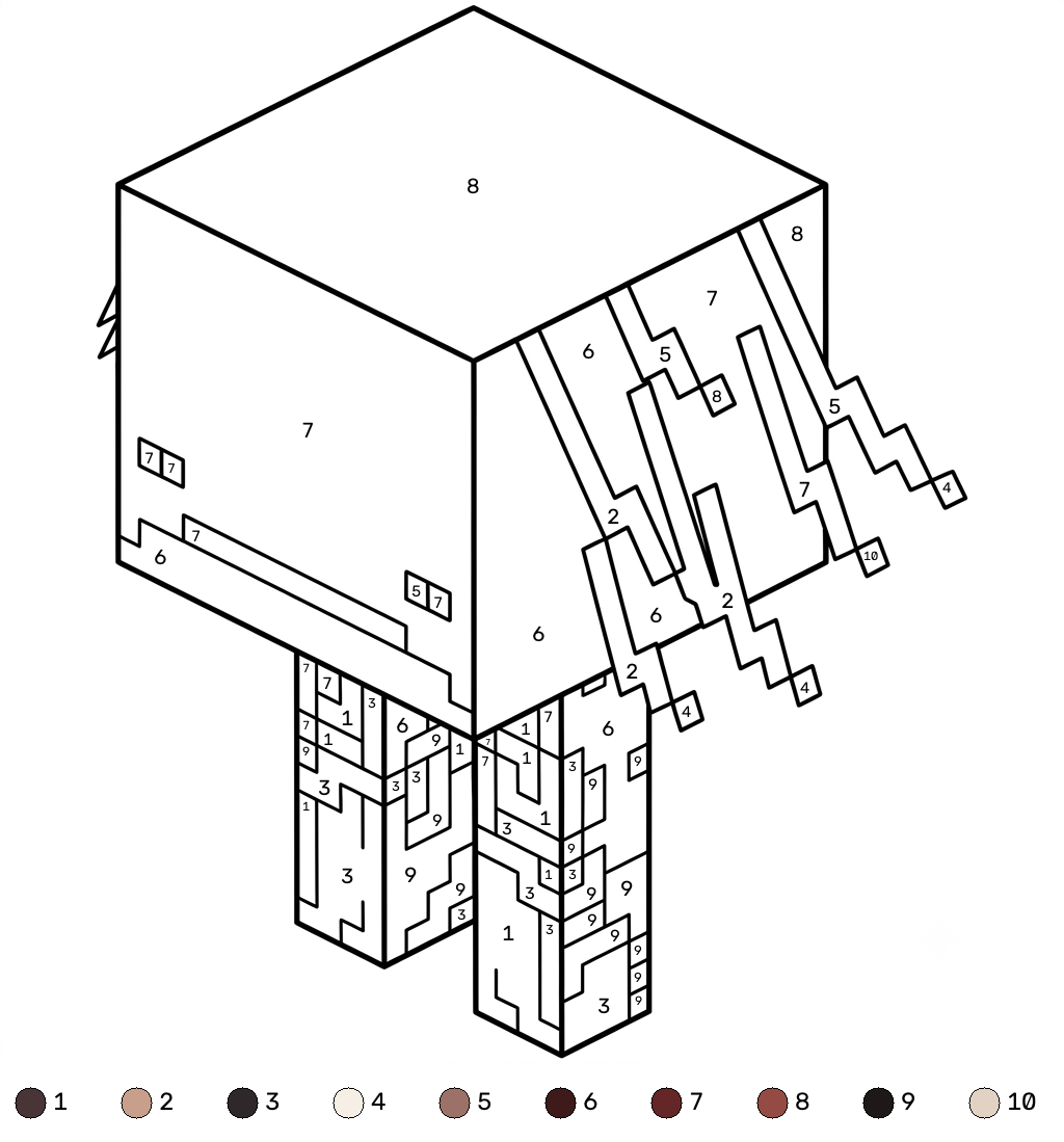Strider Minecraft 12 Strider Minecraft coloring by numbers adornos para colorear