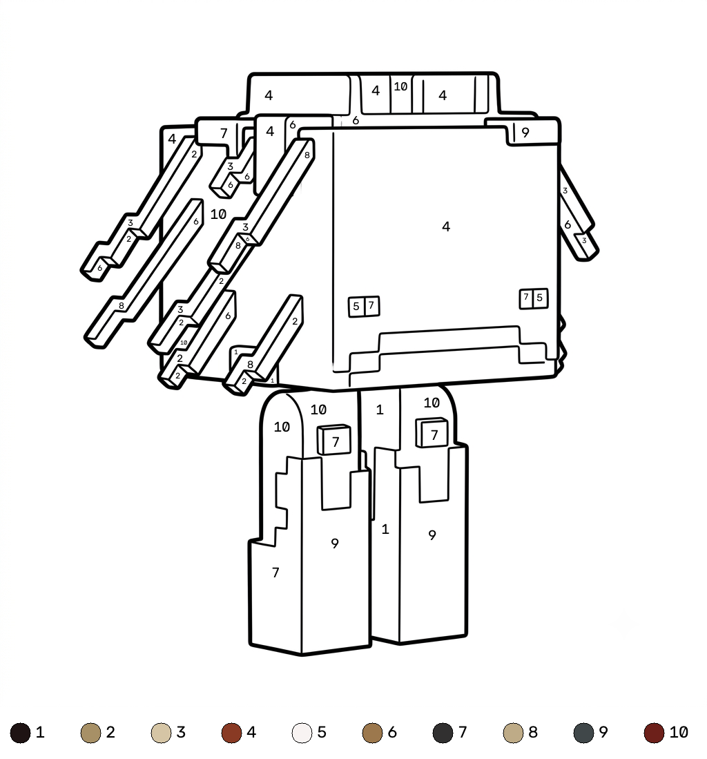Strider Minecraft 18 páginas para colorear gratis Strider Minecraft coloring by numbers pdf