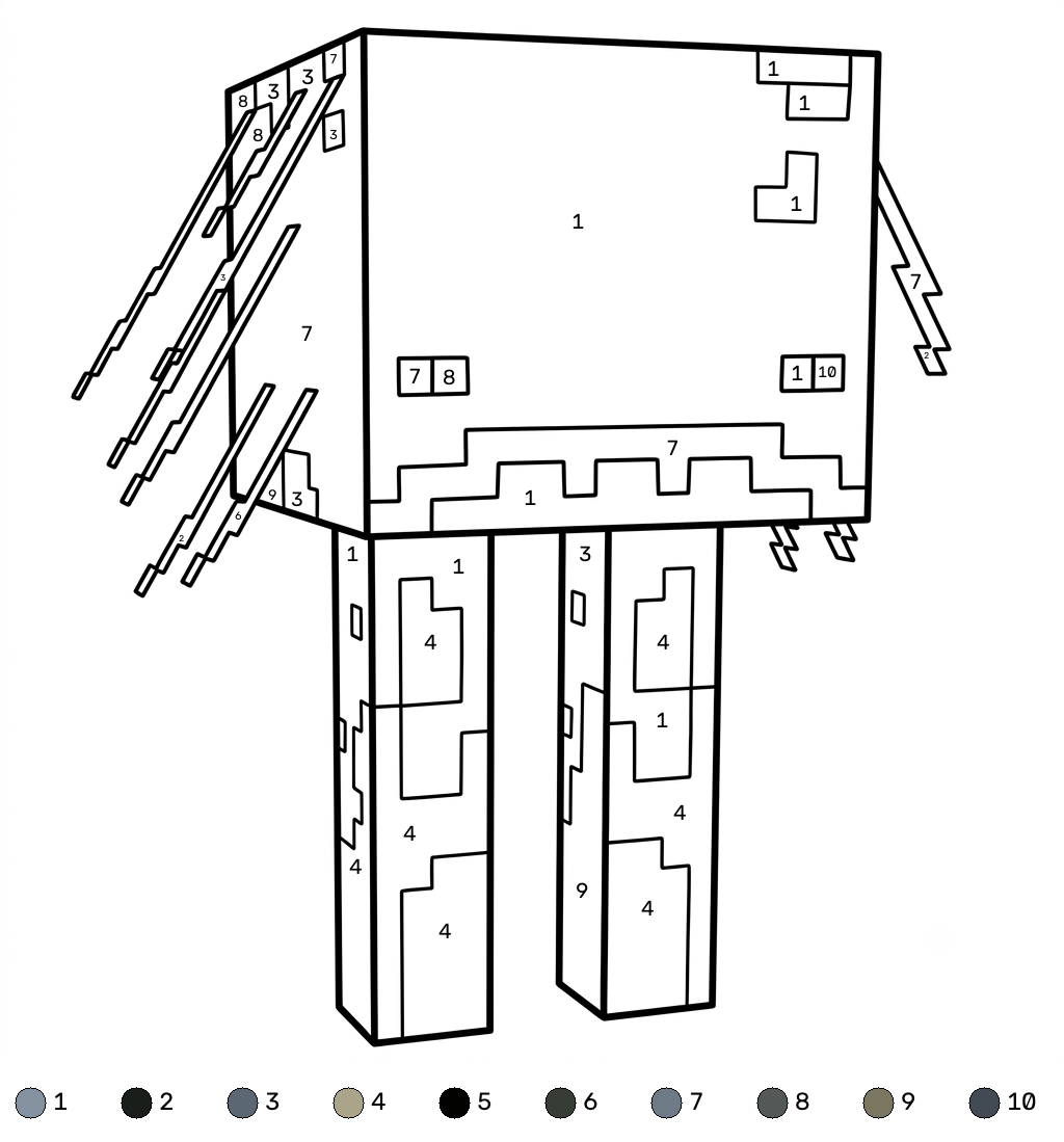 Strider Minecraft 17 Strider Minecraft coloring by numbers dibujos para colorear grinch