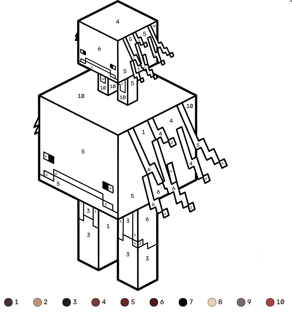 Strider Minecraft 14 lindas páginas para colorear Strider Minecraft coloring by numbers