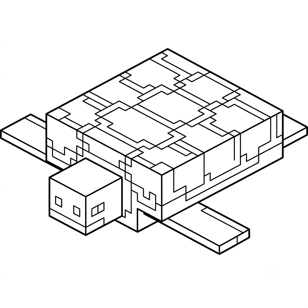 Turtle Minecraft 3 dibujos para colorear Turtle Minecraft
