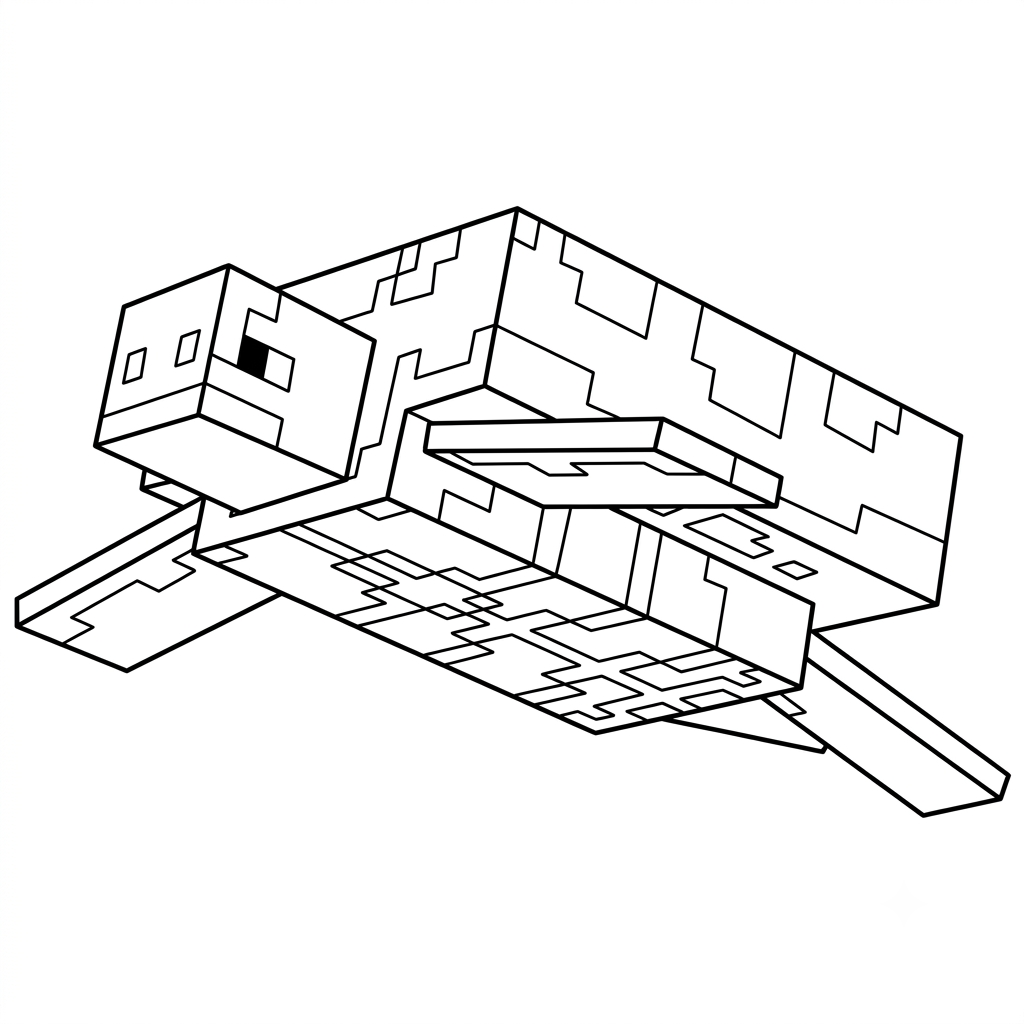 Turtle Minecraft 2 páginas para colorear lindas y fáciles de Turtle Minecraft