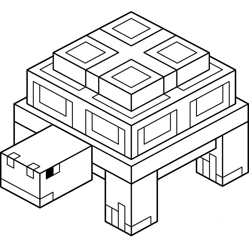 Turtle Minecraft 11 felices páginas para colorear Turtle Minecraft