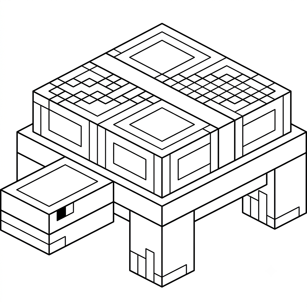 Turtle Minecraft 10 páginas para colorear detalladas de Turtle Minecraft