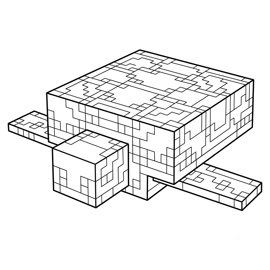Turtle Minecraft 5 páginas para colorear gratis Turtle Minecraft para adultos