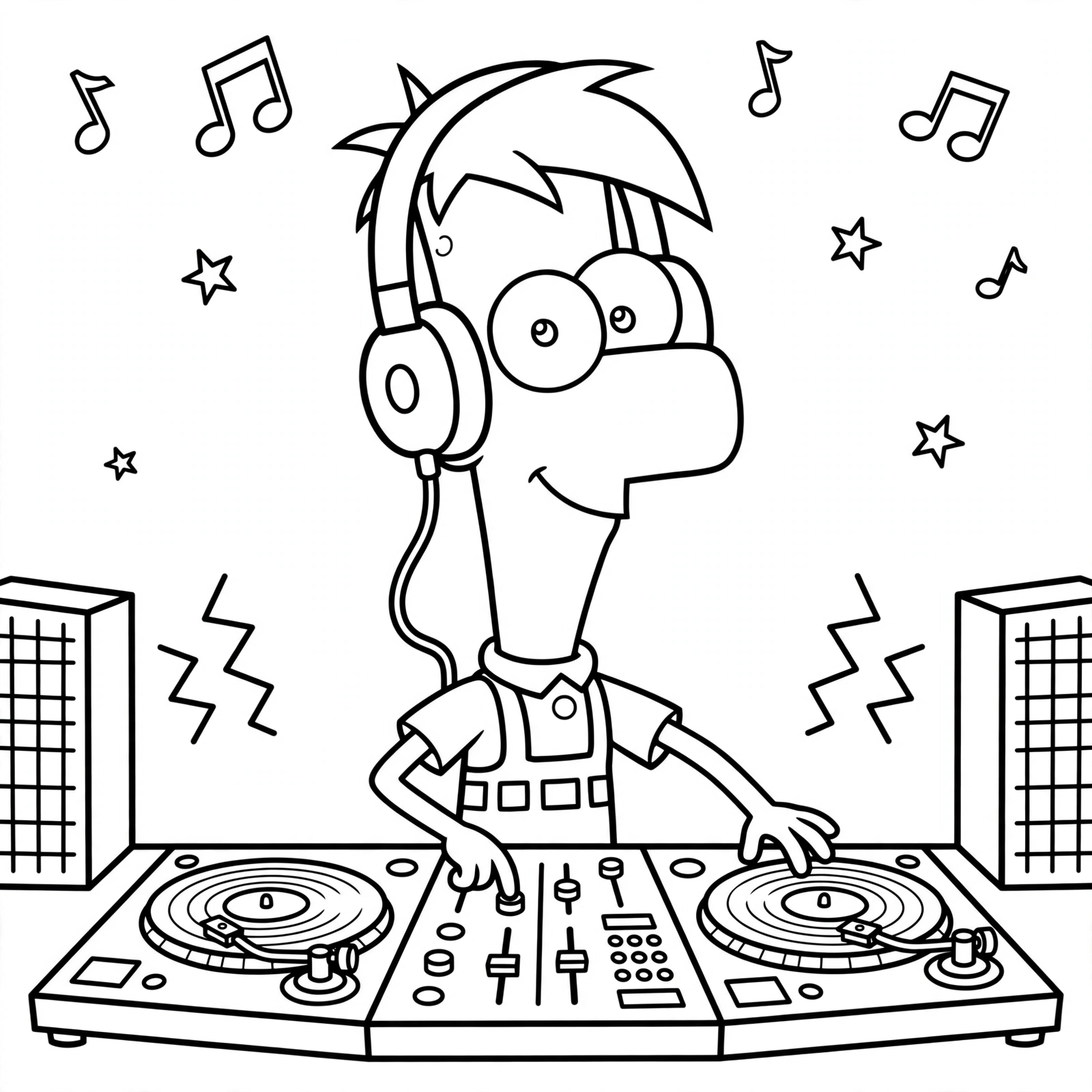 Phineas and Ferb 15 Ferb música para colorear