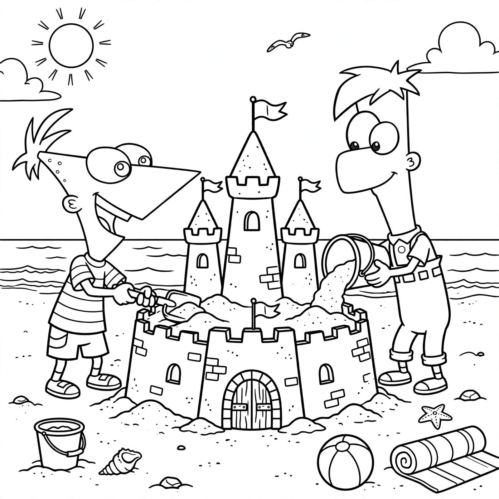 Phineas and Ferb 16 Verano con Phineas y Ferb para colorear