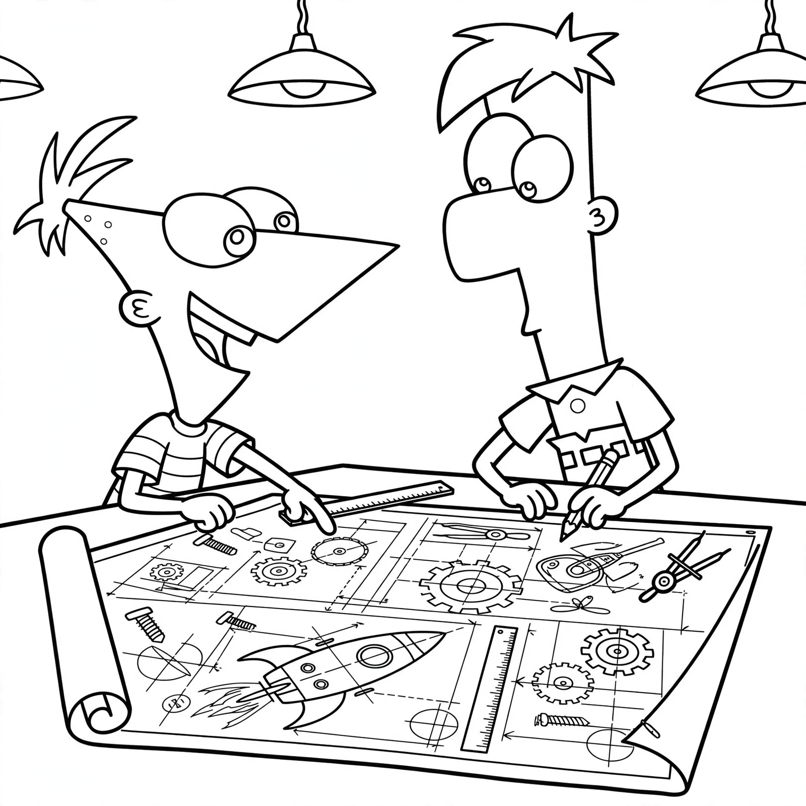 Phineas and Ferb 19 Phineas y Ferb planos para colorear