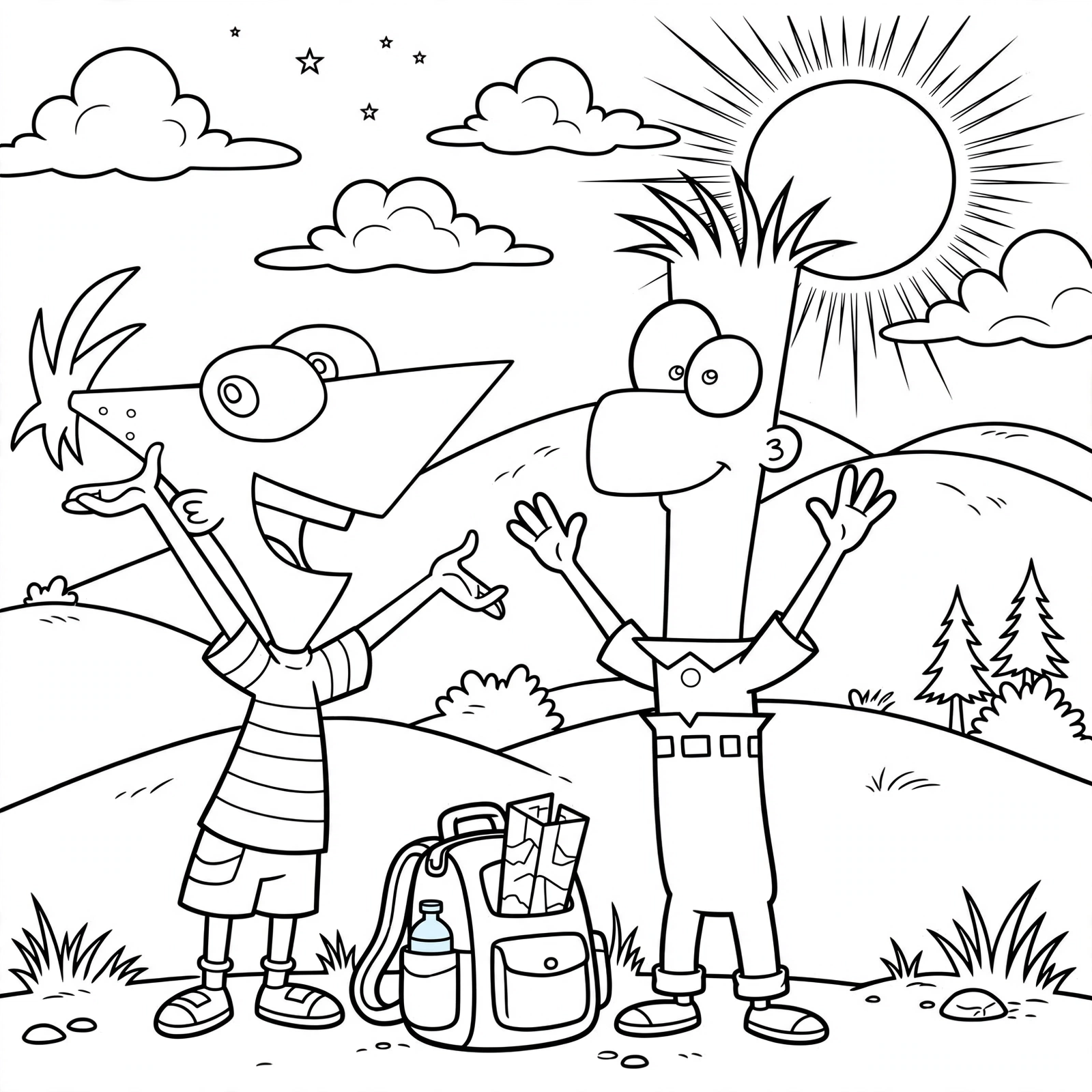 Phineas and Ferb 21 Phineas y Ferb aventura para colorear