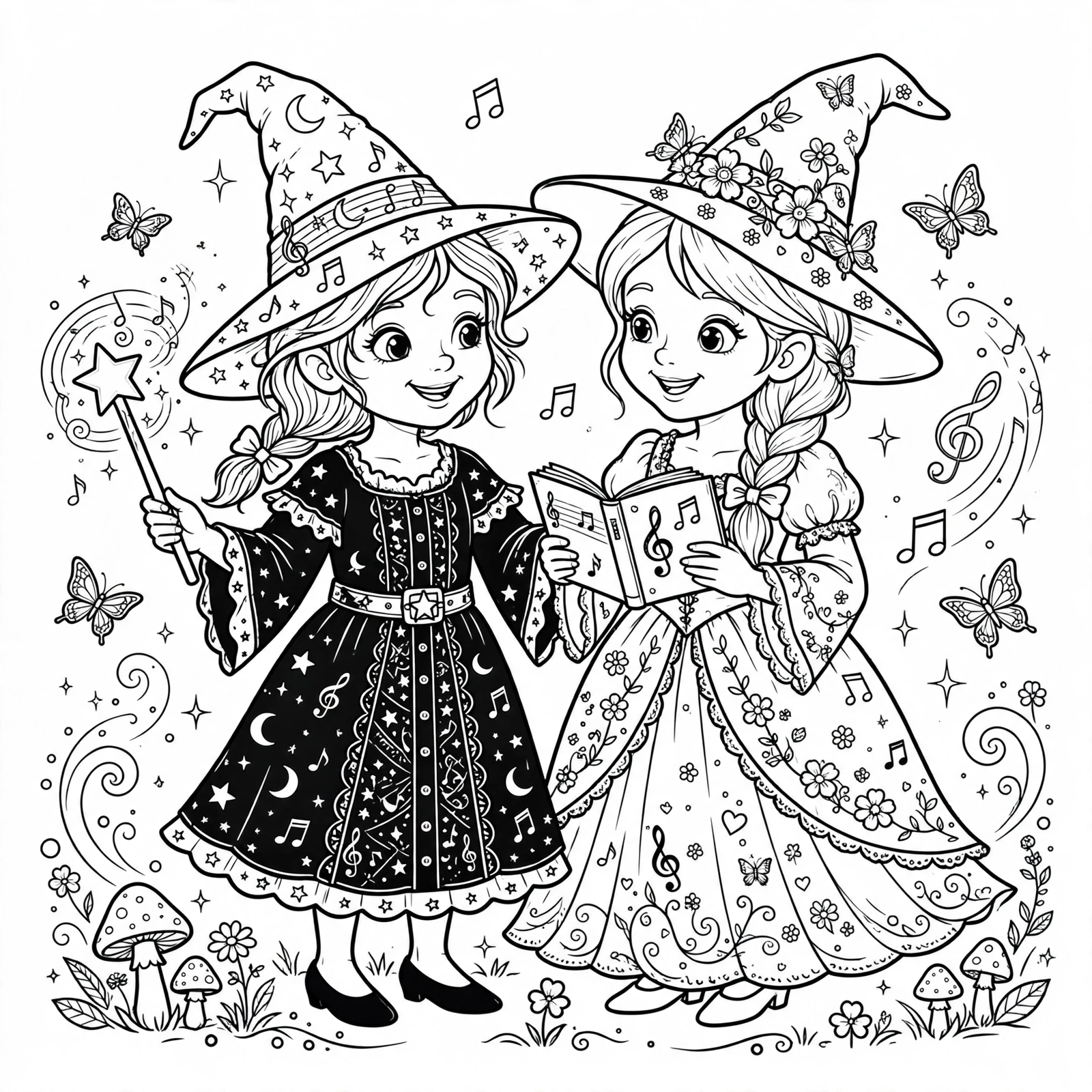 Wicked 4 Elphaba y Glinda para colorear